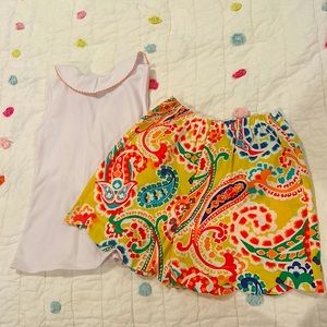 Le’ Za Me NWOT set for girls, 6X orange paisley short set